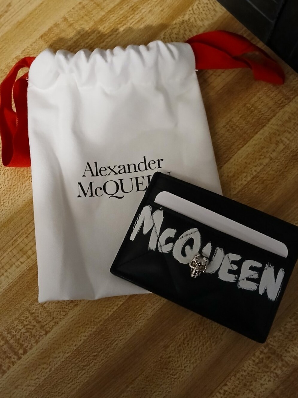 Alexander Mcqueen NWT Full Inclusion Black Quilted Card Holder W/Graffiti Writin
